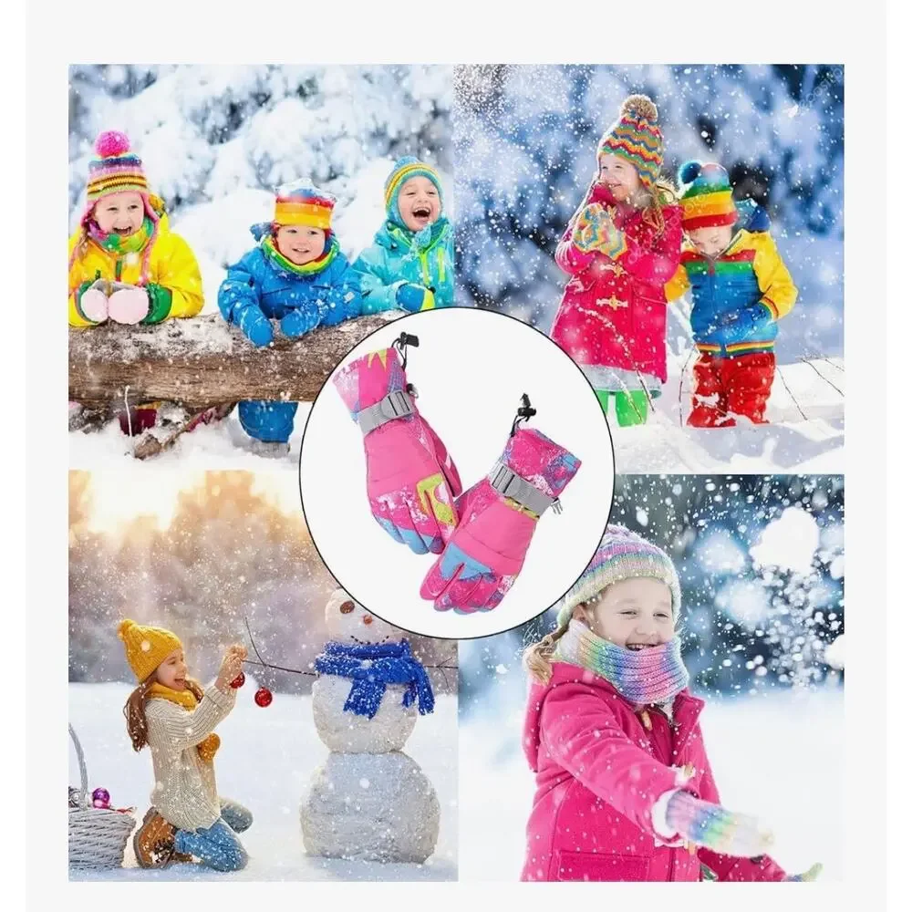 3M Thinsulate Ski Gloves Pastel Warm Waterproof Breathable Snow Girls M
